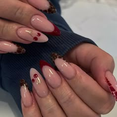 Nail Designs For Autumn, Cheetah Print Nails, Stunning Nail Designs, Cute Nails For Fall, Cherry Nails, Classy Acrylic Nails, Almond Acrylic Nails, Nails French, Winter Vibes