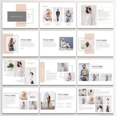 a white and beige presentation template with multiple images on it, including photoshopped