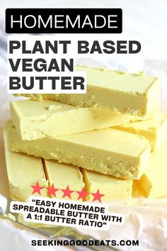 homemade plant - based vegan butter recipe with text overlay