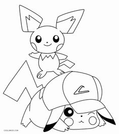 pokemon coloring pages with pikachu and eebi on top of the letter m