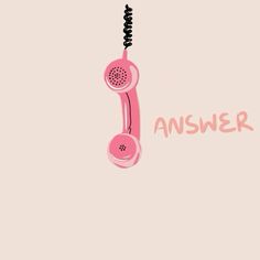 an old pink phone with the word answer on it's side and a hair dryer attached to it