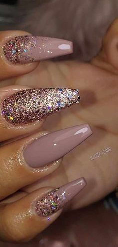 New Nail Designs, Cute Spring Nails, Glamour Nails, Nail Design Inspiration, Gold Nail, Nail Designs Glitter, Trim Nails, Coffin Nails Designs