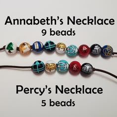 the necklace is decorated with different types of beads