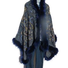 Unique Himalayan Yak/Sheep Wool Blend & Faux Fur Cape/Shawl/Wrap !!!…Ideal Unique Handcrafted gift for you, family, your friends and co-workers…!!! Handloomed/Handcrafted by Artisans Hand Embroidery Stitched Accents that Emphasize the Patterns in the Shawl Design,  Boiled Himalayan Yak/Sheep Wool Blend Shawl Handmade in Nepal Faux Fur | Black & Navy Tribal Design and Pattern A solid color Yak & Sheep Wool Blend of yarns hand loomed shawl in Nepal is handcrafted by a tribal family pattern and Full Faux Fur is added to the shawl... Yak Wool: The New Cashmere [The Guardian: December 2010] Hand loomed in Tibet, Nepal or India each piece is handcrafted by a tribal family pattern. _________________________________________________________ Yak Wool: Yak is an animal that lives high in Himalayan mo Faux Fur Cape, Cape Wrap, Fur Cape, Hand Embroidery Stitches, Hand Crafted Gifts, Sheep Wool, Black And Navy, Cape, Scarf Wrap