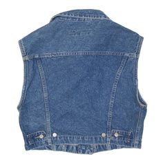 Item is in good used condition. >Size: M >Armpit To Armpit: 18" >Armpit To Cuff: N/A" >Collar To Hem: 17" Denim Gilet, Jeans Denim, Denim Jeans, Cuff, Collar, Blue