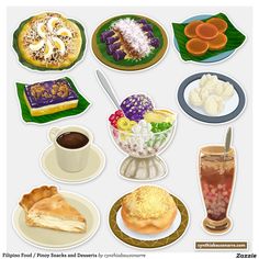 there are many different desserts and drinks on this plate