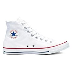 Tênis All Star Converse - Cano Longo Cor:  Branco-A FÔRMA DOS MODELOS ALL STAR É MAIOR QUE A TRADICIONAL, NORMALMENTE UM NÚMERO A MENOS QUE O UTILIZADO FICA DE BOM TAMANHO.Um tênis icônico feito para pessoas de todos os estilos. Um tênis confortáv... Best White Sneakers, White High Top Converse, High Top Converse, All Star Shoes, All Stars Converse, Casual Trainers, White Converse