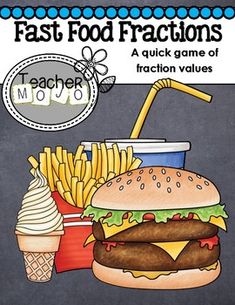 fast food fractions game with french fries and hamburger