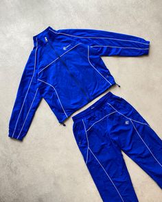 Men Tracksuit Outfit, Blue Tracksuit, Custom Shoes Diy, Track Suits, Gym Attire, Men Tracksuit, Blue Clothing, Streetwear Fits