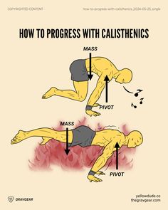 a man is doing exercises on his back with the words how to progress with calisthenics