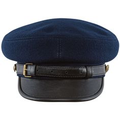 Comfortable and elegant navy blue and black 'Maciejowka' cap. Crown is made of 100% high quality wool (ambassador wool). Bill and belt are made of black genuine leather. Cap is lined and has 2 buttons with eagle - Poland's national symbol. By default cap is prepared with inside insulation layer. Cap may be prepared without insulation on request, please leave the comment to order / send us email. This is not an exact replica - the original one has gray crown, brown bill and belt. It is avaiable o Navy Formal Hat With Curved Brim, Navy Military Cap, Navy Curved Brim Formal Hat, Classic Navy Flat Cap, Classic Blue Six-panel Hat, Classic Navy Hat With Short Brim, Navy Classic Hat With Short Brim, Breton Cap, Cap Men Fashion