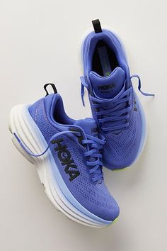 HOKA®  Bondi 8 Sneakers Women’s Hoka Shoes, Aesthetic Running Shoes, Hoka Outfit, Running Shoes Outfit, Colorful Running Shoes, Track Aesthetic, Blue Cosmos, Peach Parfait, Hoka Bondi 8