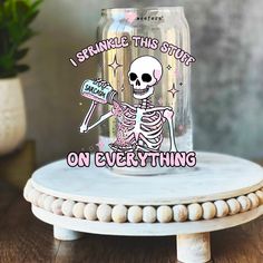 I Sprinkle this Stuff on Everything Sarcasm 16oz Libbey Glass Can UV DTF or Sublimation Wrap Decal Transfer - Weefers Libbey Cup Designs, Libbey Glasses, Libbey Glass Can, Cup Designs, Cup Ideas, Custom Cups, Dtf Printing, Cup Wrap, Libbey Glass