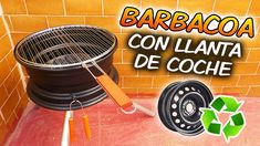 an outdoor bbq with the words barbacoa on it and a trash can next to it