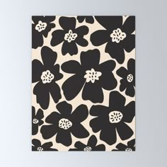 a black and white flower pattern on a canvas