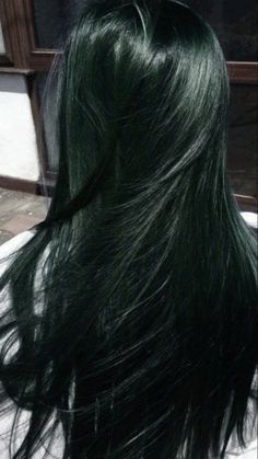 Dark Dark Green Hair, Hunter Green Hair Color, Black Hair With Green Undertones, Green Tinted Hair, Midnight Green Hair, Dark Green Hair Highlights, Black Hair Underneath, Dark Brown Hair And Green Eyes, Dark Green Black Hair