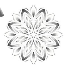 a black and white drawing of a flower on a wall next to a lamp shade