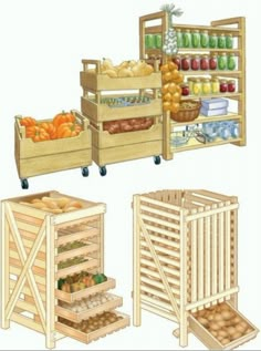 three wooden crates filled with fruits and vegetables