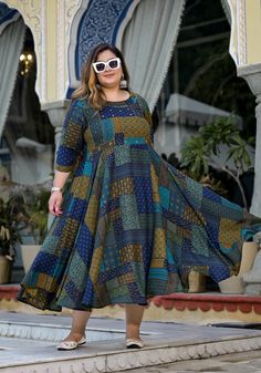 Plus size indianwear wedding | plus size kurta | Plus size anarkali dress for women | plus size indian clothes | plus size kurti for woman ■ PRODUCT DETAILS: Fabric:- Rayon Print:- Discharge Style:- Circular Work:- Handwork ■ SIZE CHART:- SIZE 3XL Bust:  46" Waist: 44" Hip: 50' SIZE 4XL Bust:  48" Waist: 46" Hip: 52" SIZE 5XL Bust:  50" Waist: 48" Hip: 54" SIZE 6XL Bust:  52" Waist: 50" Hip: 56" SIZE 7XL Bust:  54" Waist: 52" Hip: 58" ■ MODEL DETAILS: Model Height: 5.6 (She is wearing 3XL Kurta) Flared Kurti, Kurti Anarkali, Flared Dresses, Wedding Plus Size, Kurta For Women, Anarkali Kurti, Clothes Plus Size, Anarkali Kurta, Anarkali Dress