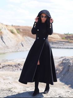 Black Cashmere Coat, Women Wool Coat, Long Wool Coat Women, Cashmere Coat Women, Wool Coat Black, Coat Plus Size, Belle Silhouette, Wool Winter Coat, Black Wool Coat