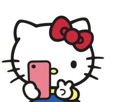 an image of a hello kitty holding a cell phone