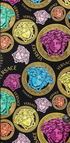 an image of zodiac signs on a black background with gold and purple circles around them