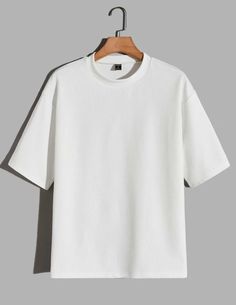 Pure white cotton tee. White T Shirt Outfit Men, Plain White Tees, Drop Shoulder Tshirt, Drop Shoulder T Shirt, White Tee Men, White T Shirt Men, Mock Up T Shirt, Plain Tee Shirts, Plain White Shirt