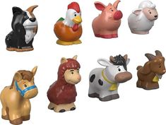 several farm animals are shown in different colors