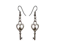 Key to My Heart Earrings - Sasha L JEWELS LLC Afro Jewelry, Dress Reference, Gothic Heart, Key Earrings, Heart Key, Gothic Accessories, Funky Outfits, Earrings And Necklace, Heart And Key