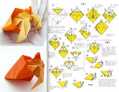 an origami bird is shown with instructions to make it