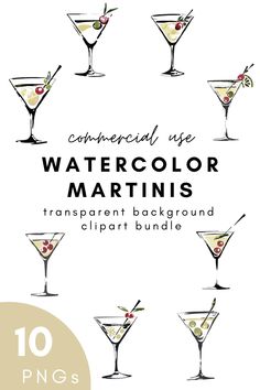 beverages,clipart,cocktail graphics,cocktails,digital download,instant download,martini clipart,martini clip art,new york clipart,signature cocktails,trendy clipart,watercolor,watercolor cocktails