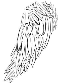 an angel wing is shown in black and white