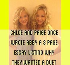 two girls standing next to each other with the caption choice and page once wrote aby a 3 page