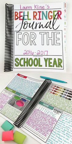 a school year planner with colorful papers and markers