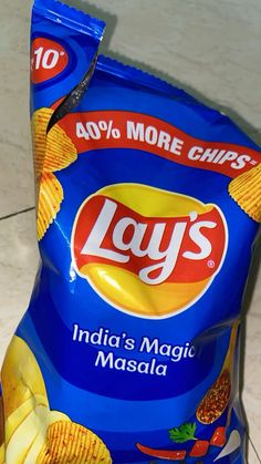 a bag of chips sitting on top of a counter