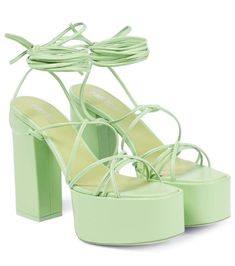 Green Platform, Green Heels, Leather Platform Sandals