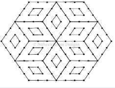 a hexagonal pattern with lines and dots in the shape of an octagon