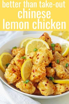 a white bowl filled with lemon chicken