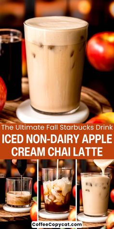 iced non - dairy apple cream chai latte is the ultimate fall starbucks drink