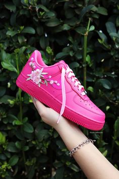 Embroidered Blossom Flower Patch Custom Hot Pink Air Force 1 – solecraftstudio