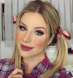 Maquiagem para festa junina: 60 ideias para arrasar nessa época do ano Halloween Makeup Clown, Beauty Hair Makeup, Cute Makeup Looks, Artistry Makeup, Cute Makeup, Up Hairstyles