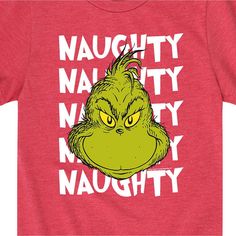 Dr. Seuss - Naughty Grinch - Toddler And Youth Short Sleeve Graphic T-Shirt - Celebrate the essence of Dr. Seuss's Dr. Seuss with officially licensed apparel featuring unique designs crafted exclusively by Hybrid Apparel. Each piece brings beloved characters, iconic imagery, and memorable moments to life, offering Dr. Seuss fans a one-of-a-kind way to showcase their passion. Toddler Grinch Shirts, Dr Seuss Characters, Surfer Shorts, Mischievous Cat, Dr Seuss The Grinch, Boy Fits, Cat In The Hat, Kids Clothes Boys, Graphic Apparel