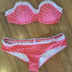 Never Worn, New Without Tags. Top Is 34c Bottom Is Small. Pink Polka Dots, Top Padded And Bottom Mix Of Boy Short And Cheeky Shoes List, Aesthetic Swimsuit, Swimsuits 2017, Pretty Bikinis, Sheer Lace Dress, Vs Swim, 2000s Clothes, Style Bundle, Cute Pjs