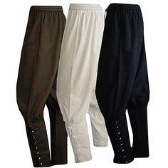 PRICES MAY VARY. Cotton Blend， very soft and super comfy to wear. Draw-strings at the waist for easy fit. Button ankles insure no ride-up. Low crotch and very full leg for ease of movement. Pirate/peasant, renaissance costume pants,lace-up cuffs at calf. Lightweight, breathable acts and washes like cotton. We have been working to build a both an international perspective, high-quality standards, coherence, and cultural elite fashion shop.
 Your satisfaction is the motivation for us to move forwa Leg Bandage, Viking Pants, Medieval Pants, Viking Cosplay, Pirate Cosplay, Gothic Pants, Middle Age Fashion, Medieval Costume, Medieval Clothing