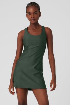 For tournament season and beyond, the Airlift Fly Dress is your secret weapon for a winning court-to-street look. This A-line tennis dress is made from our signature, super-sleek performance Airlift fabric with a racerback, built-in shelf bra and breathable, back cut out. For additional cover, wear it with your favorite Alo short underneath. Alo Dress, Alo Yoga Dress, Compressive Alo Yoga Activewear With Built-in Shorts, Alo Yoga Compressive Activewear With Built-in Shorts, Stretch Mini Tennis Dress With Built-in Bra, Yoga Dress, Womens Onesie, Womens Capris, Alo Yoga