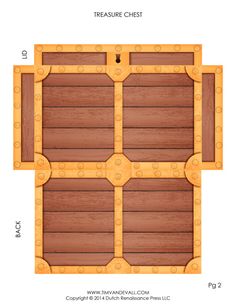 an image of a wooden chest with the measurements for each section and its corresponding parts