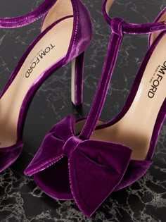 Find TOM FORD Brigitte Bow-embellished Velvet Sandals on Editorialist. TOM FORD's 'Brigitte' sandals have a flattering T-bar strap and bow embellishments that give it a sweet, retro feel. They're made from plush velvet and set on 105mm heels. Chic Heels, Shoe Gallery, Fancy Shoes