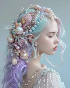 Mermaid Fashion Aesthetic, Mermaid Hair Aesthetic, Hair Underwater, Mermaid Hairstyle, Mermaid Hairstyles, Mermaid Headpiece, Mermaid Hat, Water Fairy, Mermaid Aesthetic