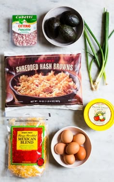 ingredients to make baked hash browns laid out on a counter