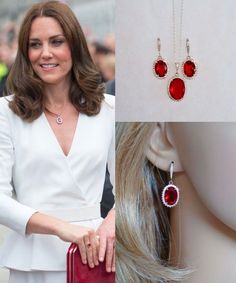 Royalty Replica Duchess of Cambridge Oval Ruby Red & Clear - Etsy Kate Middleton Earrings, Ruby Red Necklace, Red Ruby Earrings, Dangle Necklace, Sparkle Wedding, Prom Jewelry, Red Necklace, Dangle Necklaces, Red Jewelry